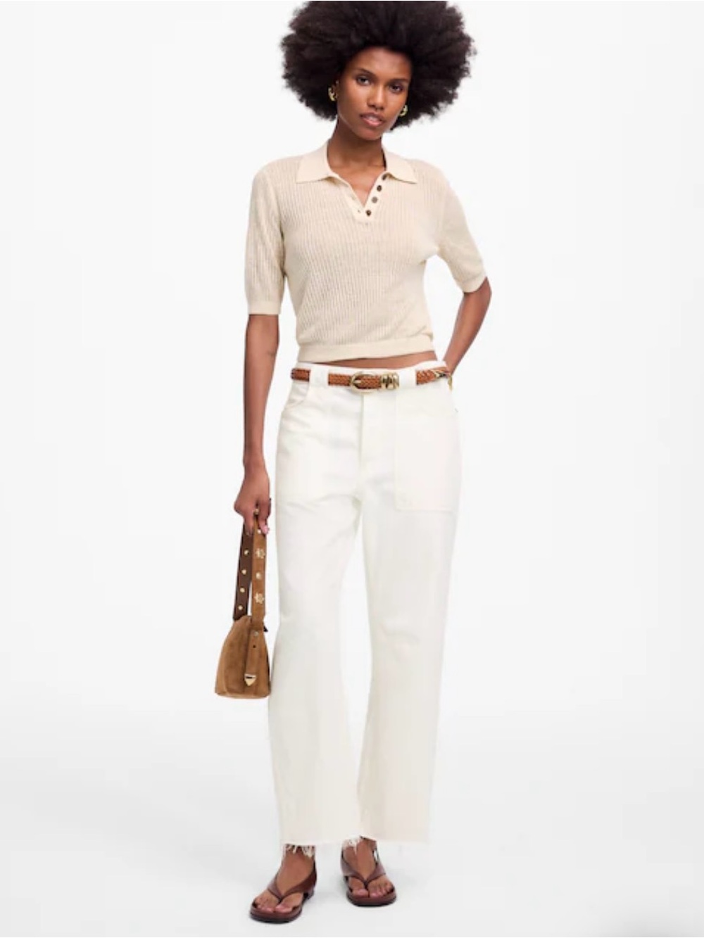 Madewell The Darted Barrel-Leg Button-Fly Jean In Tile White Wash Size 28
